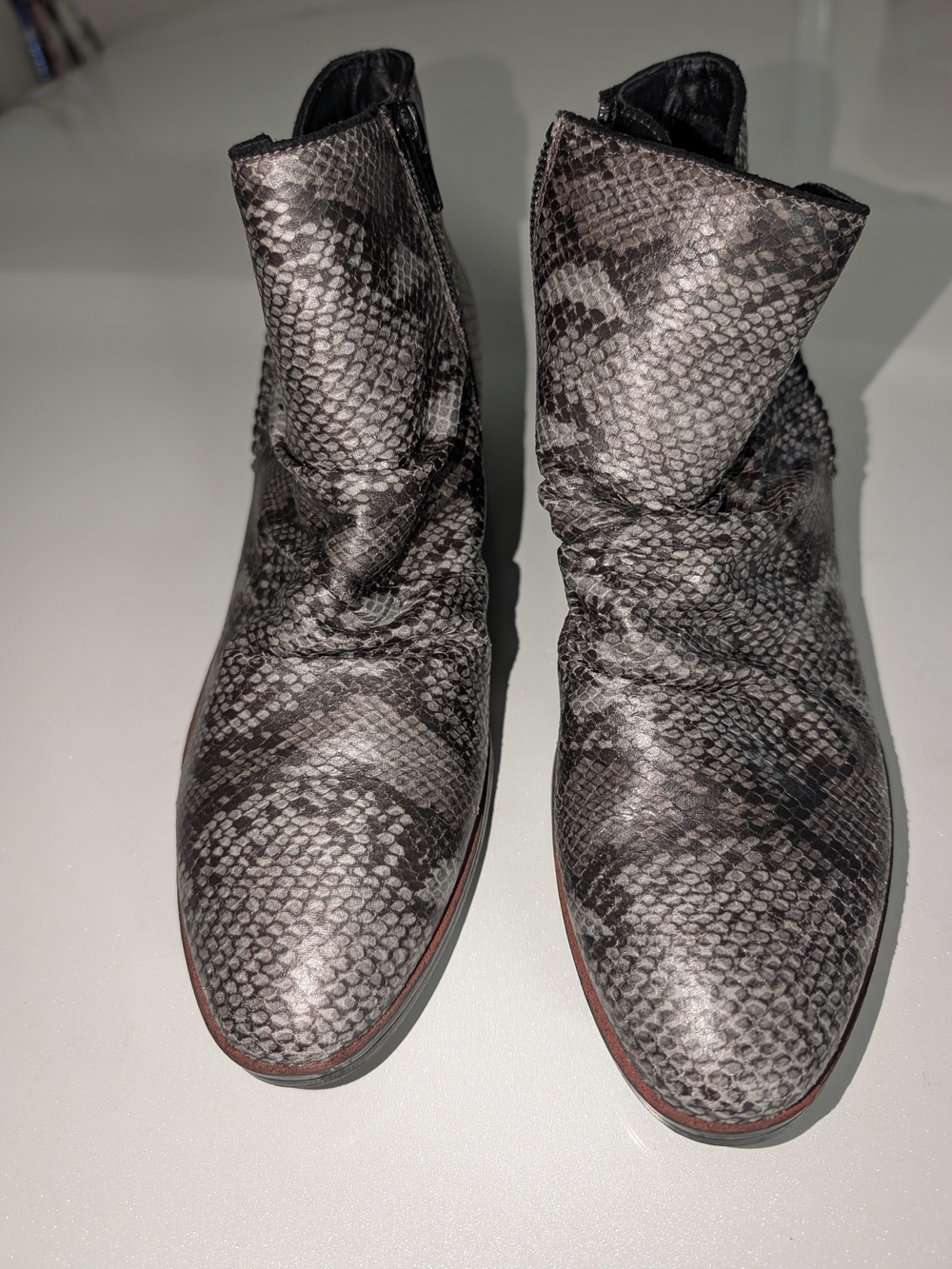 Snake-Embossed Ankle Booties in Gray - Sleek Everyday Style